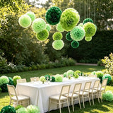 12 Pcs Paper Pom Poms Kit,Green Tissue Paper Pom Poms Flower Wall Decorations for Women Girls Happy Birthday Party , Baby Shower, Bridal Shower,Nursery Decorations