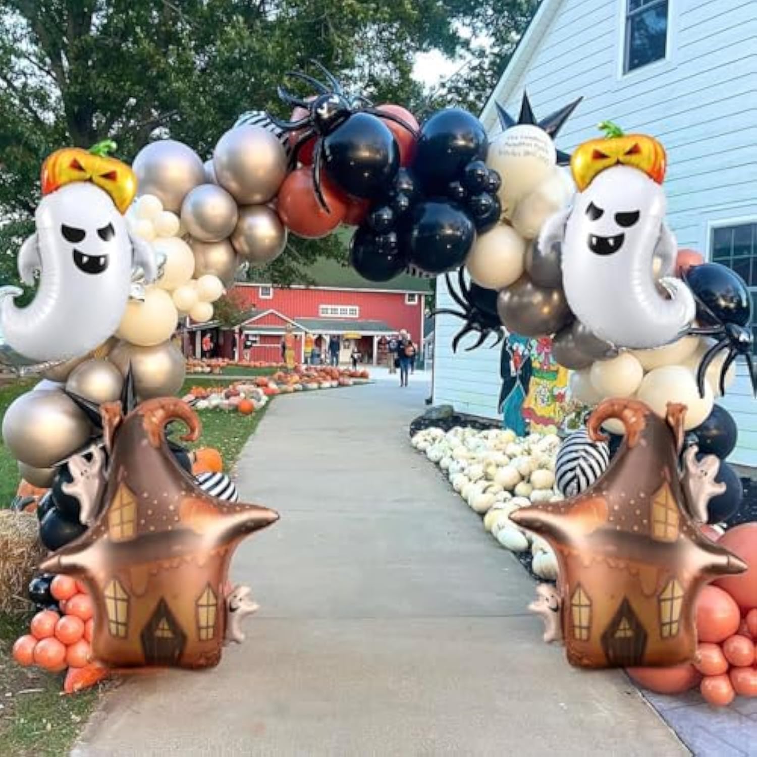 Halloween Balloon Arch Kit: Ghost Foil Decor, Orange Black White