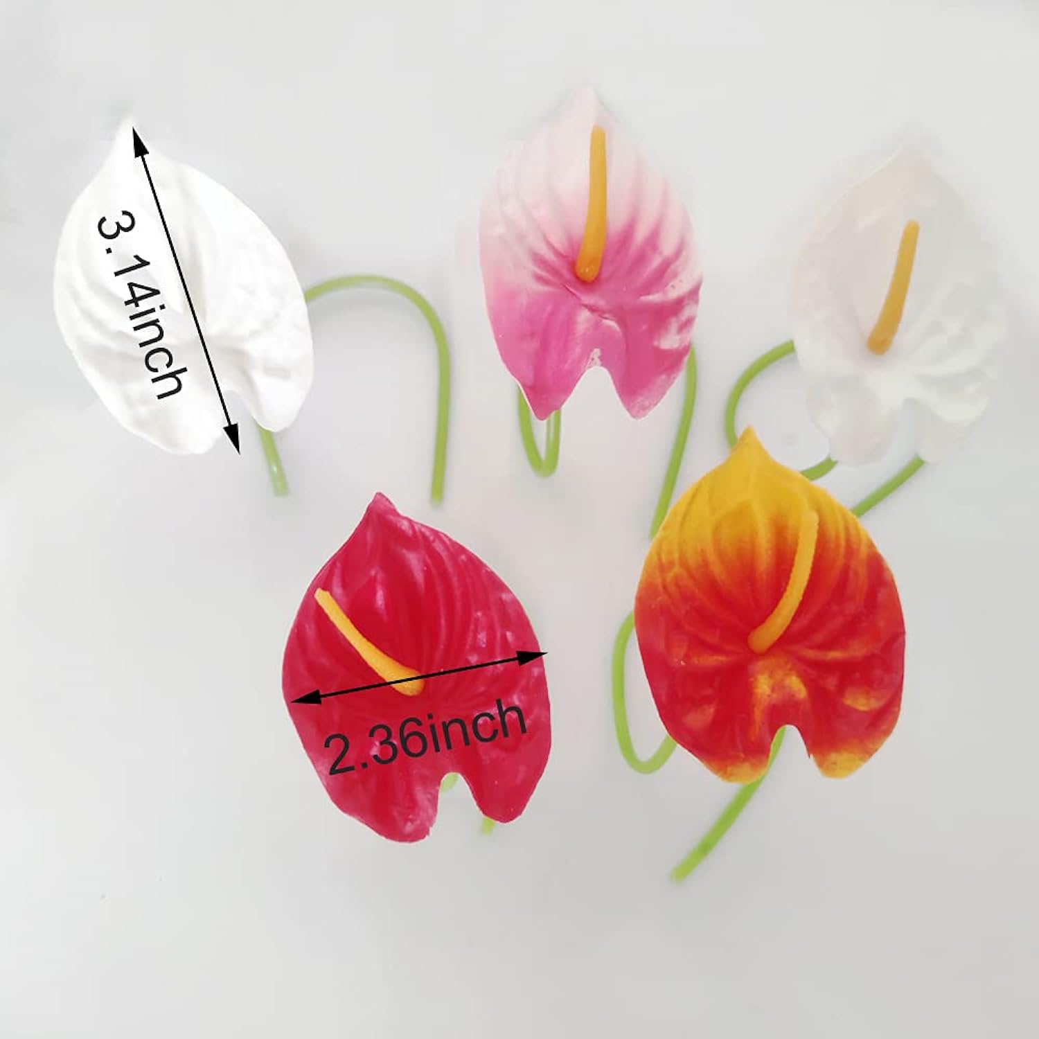 20Pcs Artificial Anthurium Flowers Real Touch Fake Flower For Home Decor Floral Arrangements Bouquets (Red)
