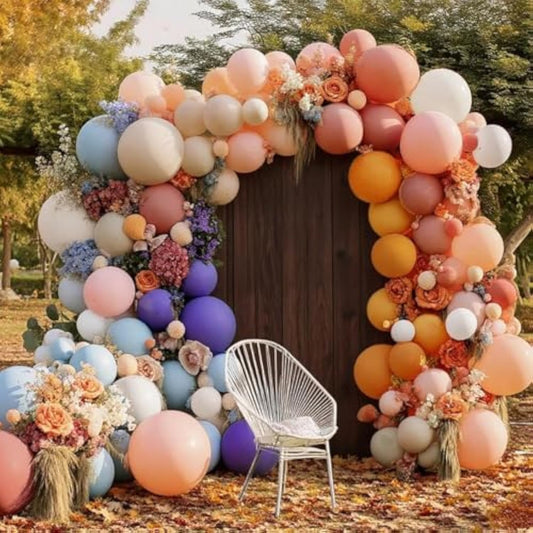 Pastel Balloon Garland Pink Orange Purple Balloons Kit Different Size Peach Blue White Balloon Arch For Wildflower Birthday Baby Shower Weeding Fairy Floral Summer Hawaii Party Decor