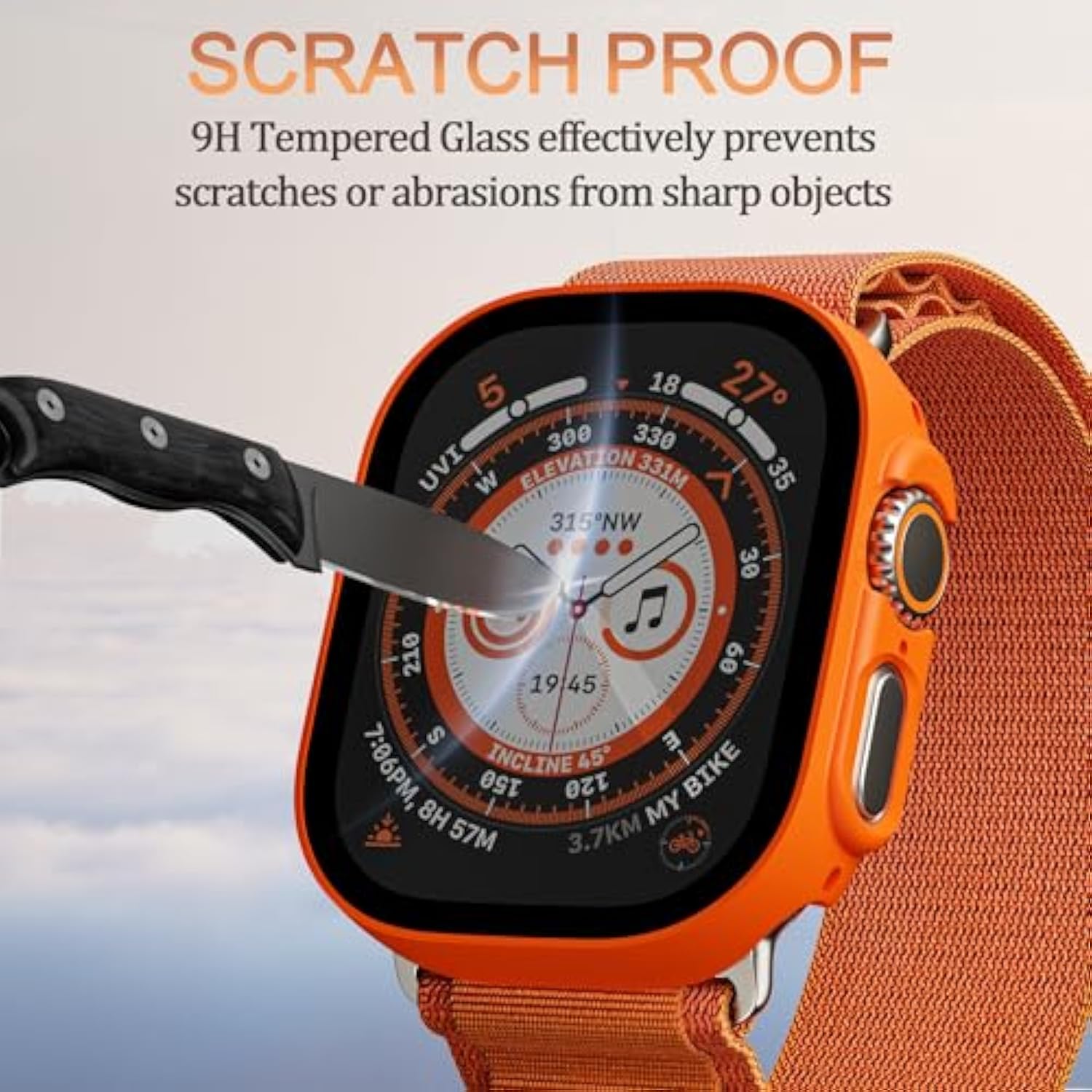 Bumper Case For Apple Watch Ultra With Built-In Screen Protector, [2 Pack] Hard Pc Case Compatible With 49Mm Apple Watch, Shockproof Protective Cover For Iwatch Ultra, Orange