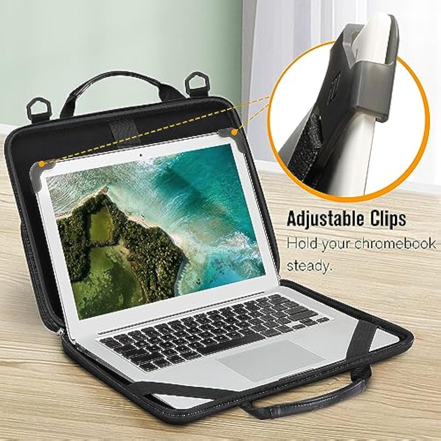 Protective Briefcase Shoulder Bag With Accessory Pouch For Up To 14" Macbook Samsung Dell Acer Asus Lenovo Hp Laptop Notebook Ultrabook