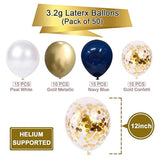 Navy Blue & Gold Confetti Balloons: 50-Piece Graduation Party Decor