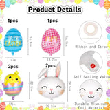 Easter Balloons Set, 6 Pcs Foil Bunny Egg Chicken Balloons, Rabbit Head Mylar Balloon For Birthday Easter Spring Theme Party Decoration (6 Pcs Bunny Egg Chicken Set)