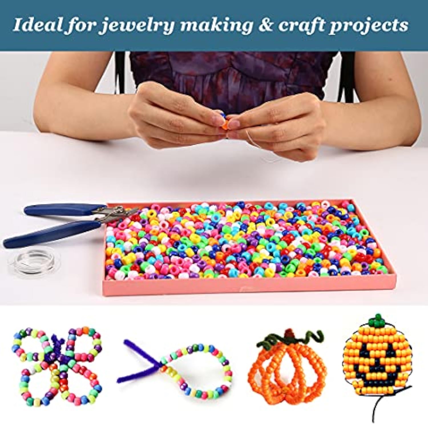 3000+ Pony Beads, Multi-Color Craft & Hair Braid Beads (Large Classic Pack)