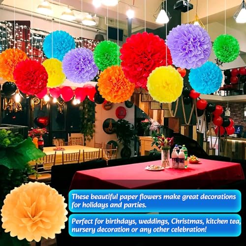 20pcs Orange Tissue Paper Pom Poms Flowers Balls for Party Wedding Decoration