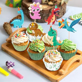 24pcs Dinosaur Cupcake Toppers Dino Picks Cake Decorations Birthday Party