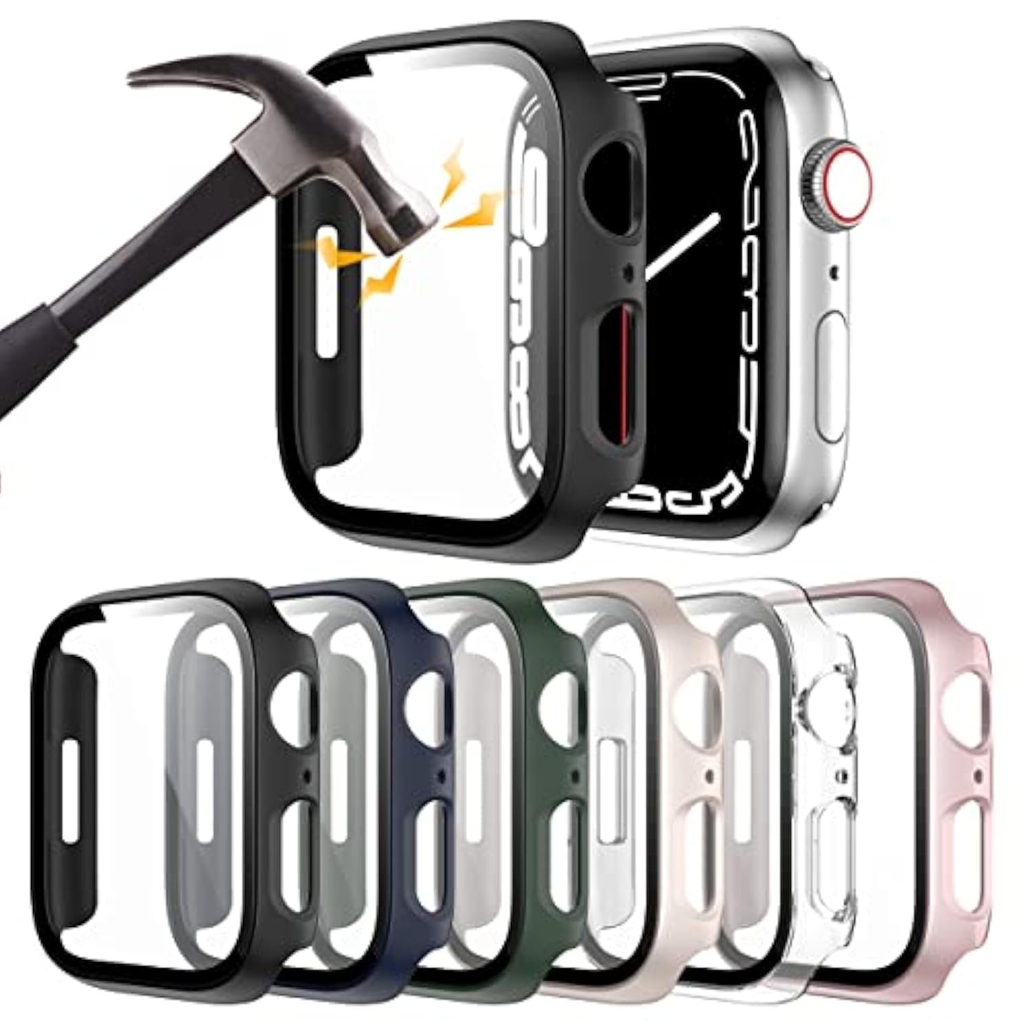 6 Pack Hard Pc Case With Tempered Glass Screen Protector For Watch 44Mm Se(2022) Series 6/Se/5/4, Ultra-Thin Scratch Resistant Full Protective Bumper Cover For Iwatch 44Mm Accessories