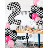 Race Car Balloon Bundle Pink Black 40 Inch Checkered Number Balloon 2 Black And White Race Car Latex Balloon Girls Two Fast Race Car 2Nd Birthday Race Car Theme Party Decor Supplies 21 Pcs Kit