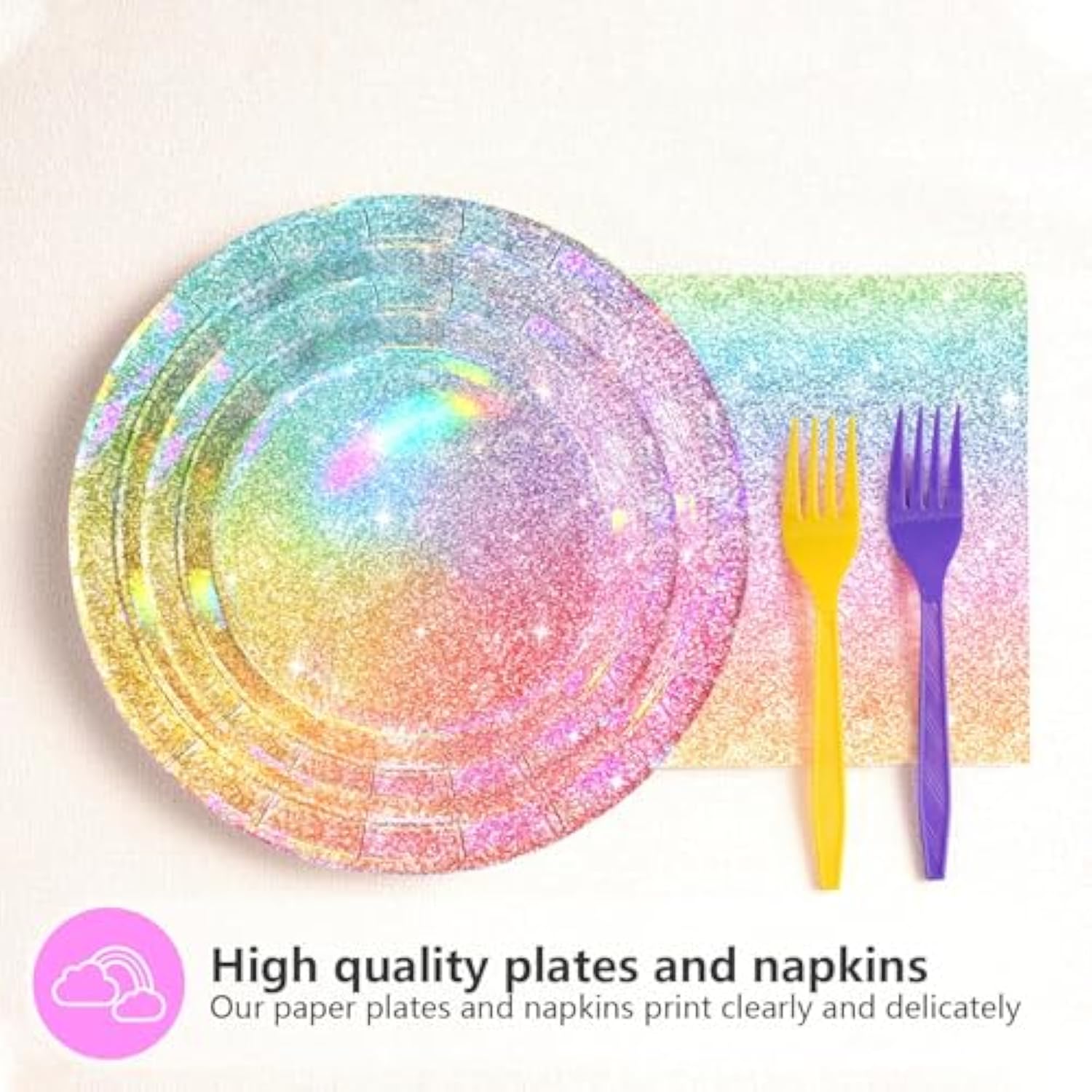 96 Pcs Rainbow Party Decorations Iridescent Rainbow Plates Party Supplies Disposable Pastel Paper Plates And Napkins For Girls Birthday Wedding Baby Shower Serves 24