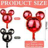 24 Pc 18" Mouse Head Foil Balloons Red & Black Mylar Party Decor & Photo Props