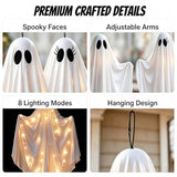 2 Pack 47.25" Light Up Hanging Ghost Halloween Decorations Outdoor Indoor