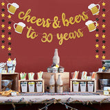 Cheers & Beers To 30 Years Gold Glitter Banner - 30Th Birthday Decorations For Him/Her - 30Th Birthday Gifts - 30 Years Anniversary Decorations - 30Th Wedding Party Supplies For Men/Women