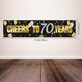 Happy 70th Birthday Banner Gold Glitter Sign for Anniversary & Celebration Decor