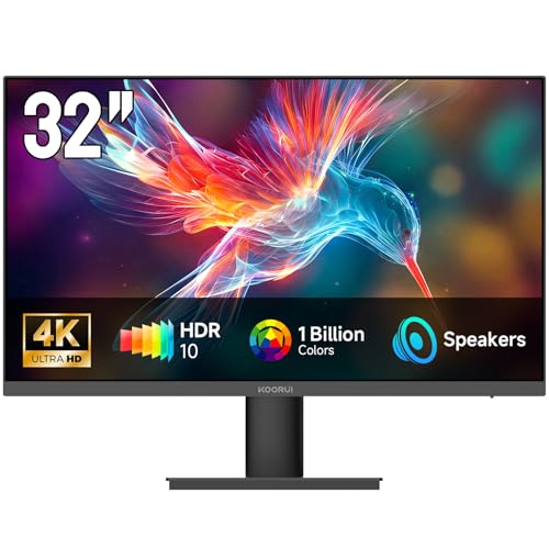 32 Inch 4K Computer Monitor With Hdmi 2.0 Displayport 1.4 Speakers, 60Hz Vesa Hdr Support Desktop Monitor Compatible Free-Sync, G-Sync, Adaptive Sync For Office & Home