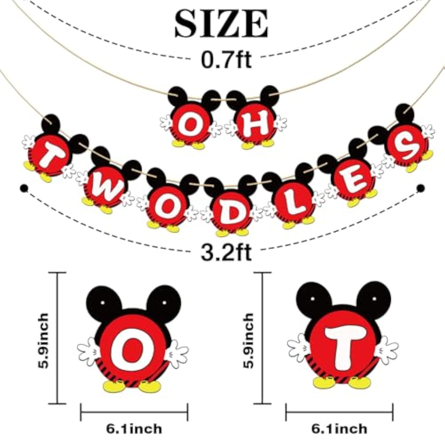 Oh Twodles Banner – 2nd Birthday Party Decor for Boys, Red & Black Theme