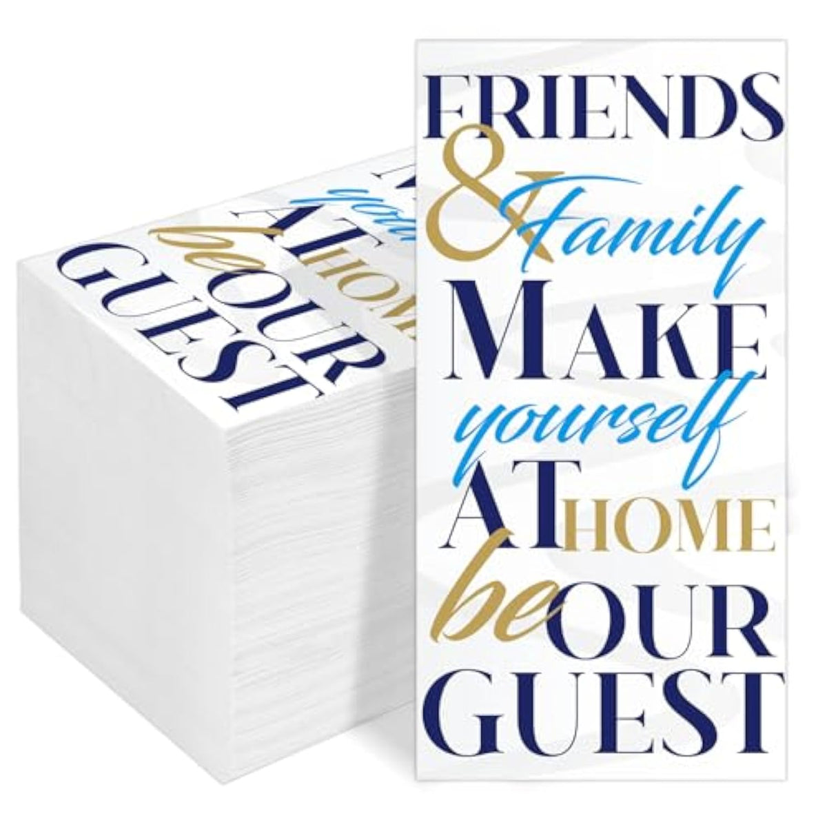 100 Pack Friends & Family Guest Towels Disposable 2-Ply Hand Towels Dinners Hand Napkins Soft Paper Napkins Absorbent Party Towels For Home Kitchen Bathroom Wedding Shower Parties Supplies 8" X 4"