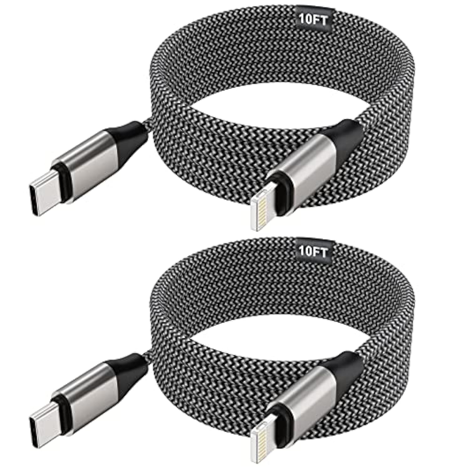 Iphone Usb C To Lightning Cable, 2 Pack 10Ft Mfi 20W Iphone Fast Charger Nylon Braided Extra Long Cord Compatible With Iphone 14/13/12/12 Pro Max/12 Pro/11/11 Pro/X/Xs/Xr/Xs Max/8/8 Plus/Se