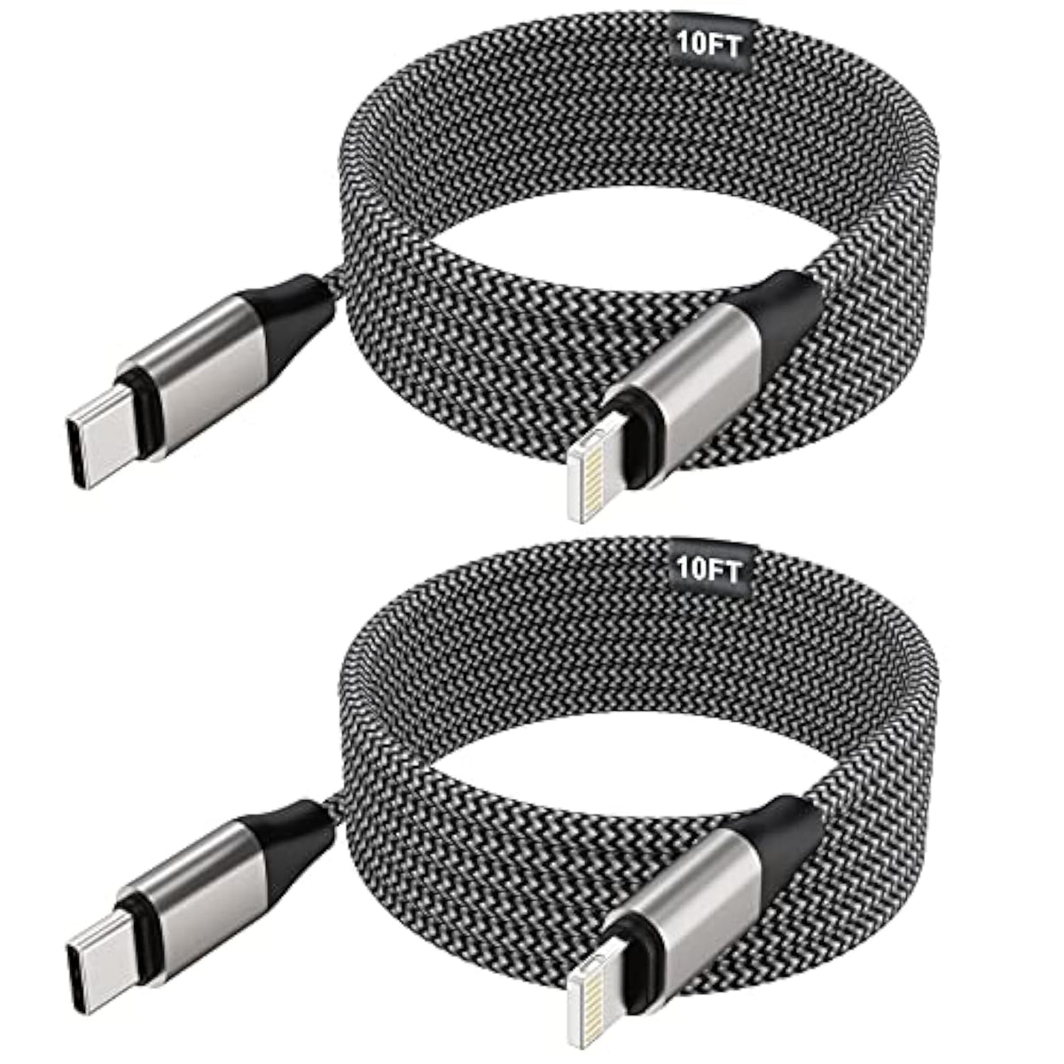 Iphone Usb C To Lightning Cable, 2 Pack 10Ft Mfi 20W Iphone Fast Charger Nylon Braided Extra Long Cord Compatible With Iphone 14/13/12/12 Pro Max/12 Pro/11/11 Pro/X/Xs/Xr/Xs Max/8/8 Plus/Se