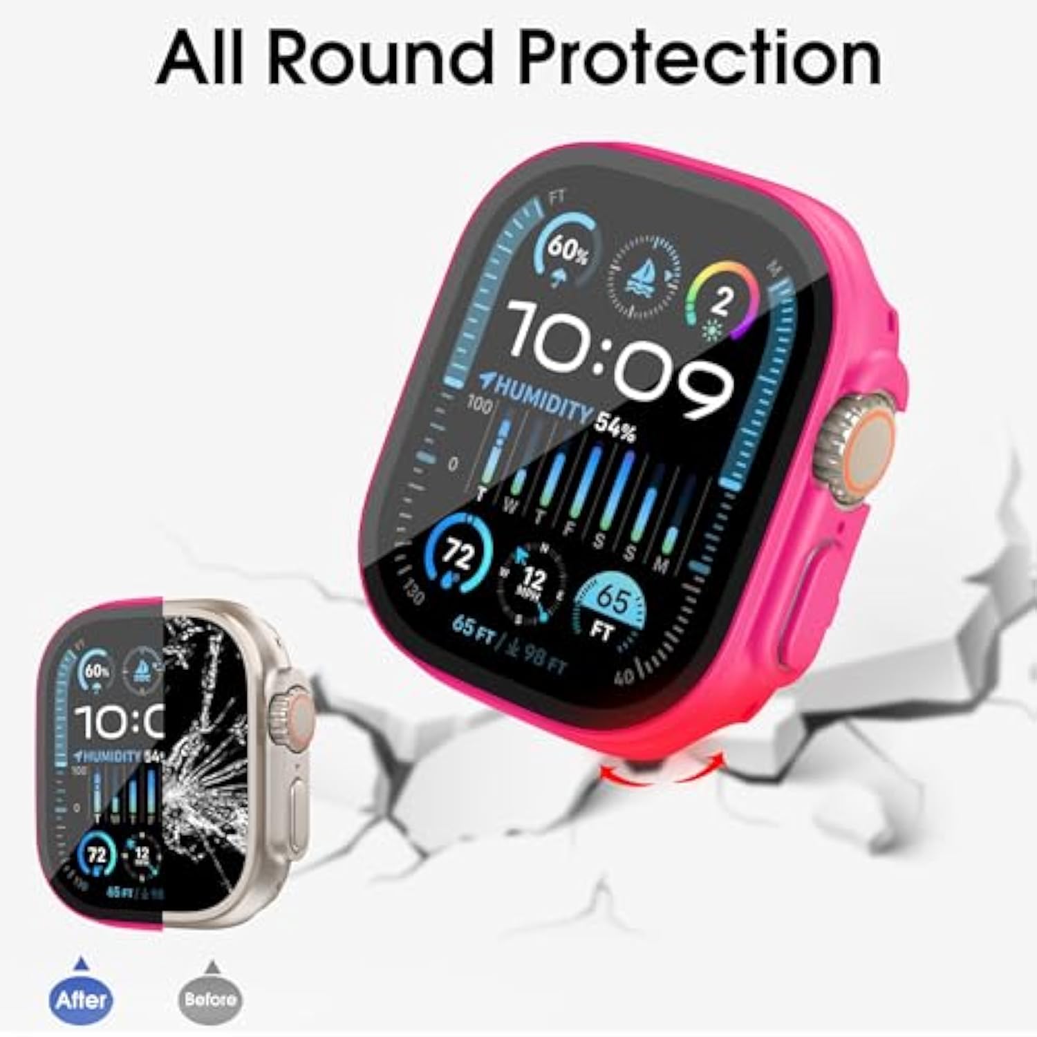 10 Pack Case With Tempered Glass Screen Protector For Apple Watch Ultra 2/Ultra 49Mm, Hard Pc Face Cover, Full Protective Frame Bumper Compatible With Iwatch 49Mm Accessories