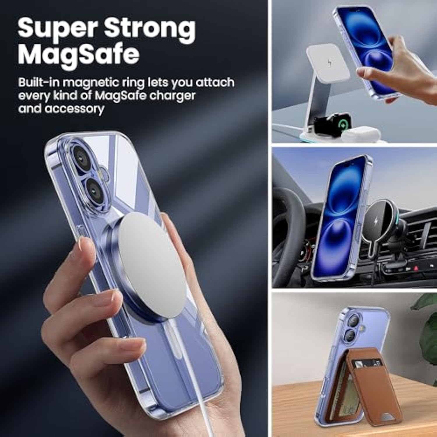 iPhone 16 Clear Case Magnetic Anti-Yellowing Shockproof Slim 6.1 Inch