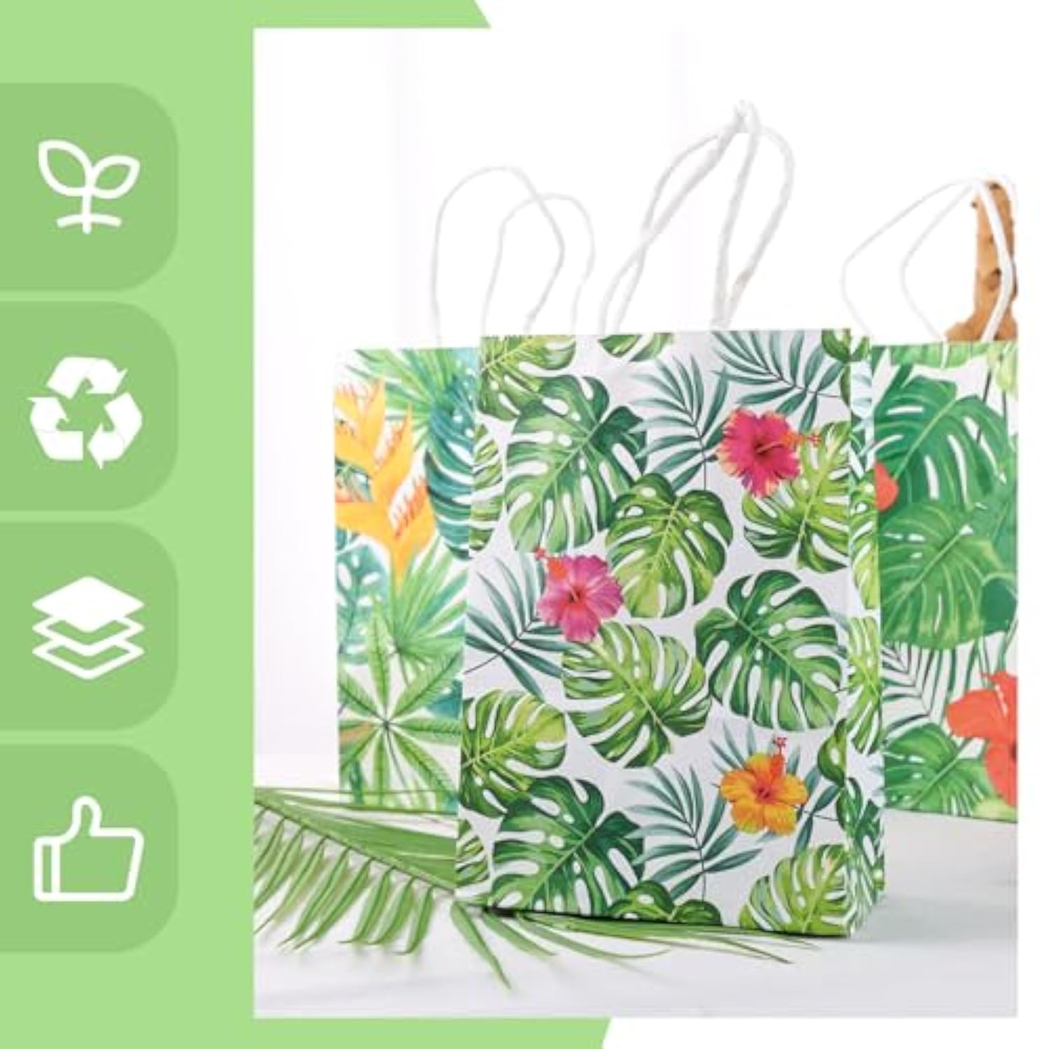 32Pcs Luau Party Bags Tropical Paper Bags With Handle Hawaiian Aloha Party Favor