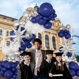 Navy Blue Balloon Arch Kit: Silver Star Party Decor (146pcs)