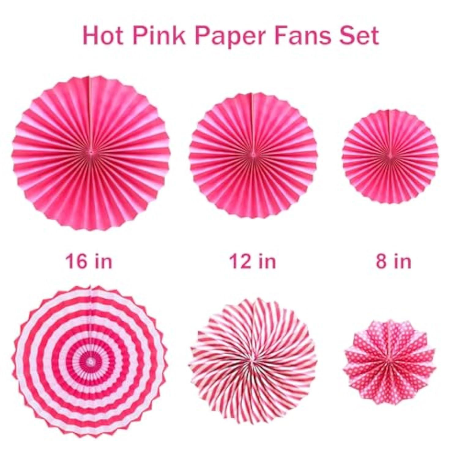 Hotpink Party Decorations Pink Girls Paper Fan Birthday Baby Shower Tissue Pom Poms Streamers Bachelorette Party Supplies Tassel Garland Banner Wedding Decor