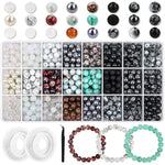 840Pcs 8Mm Glass Beads - 24 Colors, Round Marble Loose Beads For Men Women Bracelet Earring Necklace Jewelry Making Supplies