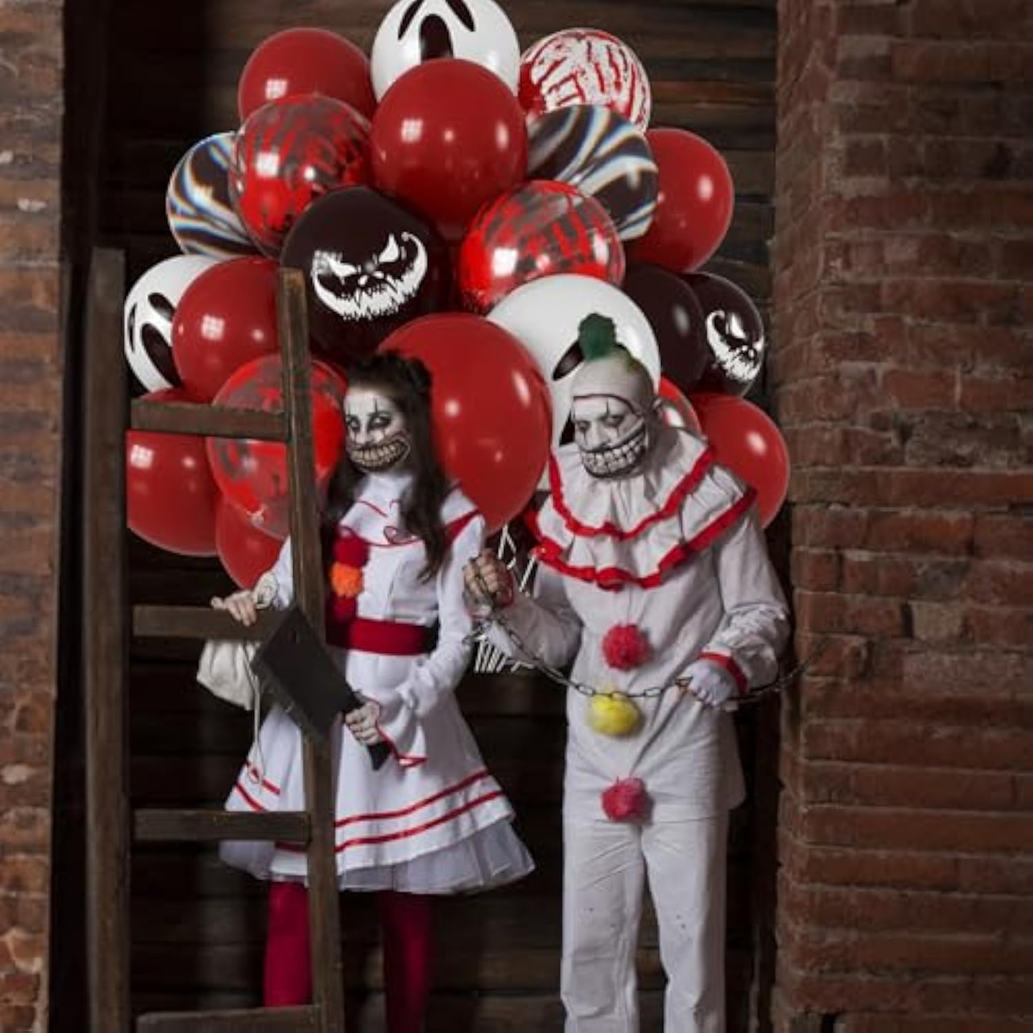 Spooky Halloween Balloon Set: Red, Black, Ghost Print (51PCS)