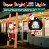 6Ft Climbing Santa On Ladder Inflatable, Christmas Blow Up Yard Decoration With Led Lights, Funny Outdoor Lawn Decor For