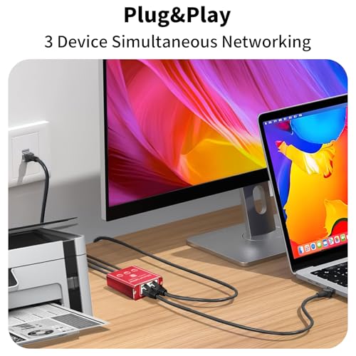 Ethernet Splitter 1 To 3 High Speed 1000Mbps, Gigabit Ethernet Splitter, Lan Splitter Dual Lan Rj45 Port Router Switch For Cat5/5E/6/7/8 Cable, Ieee 802.3 Compliant Plug And Play