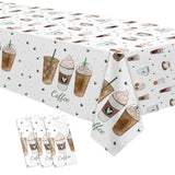Coffee Party Decorations Tablecloth For Birthday Baby Shower, 3 Pack Disposable Latte Fun Coffee Theme Party Supplies Table Cover, 55In X 86In