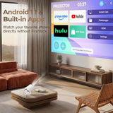 Mini Projector With Wifi 6 And Bluetooth 5.4, Portable Projector 1080P Support, 5W Sound Base Speaker, 170 Ansi, Android 11, Auto Vertical Keystone 210° Rotatable Proyector, Hy300 Pro+