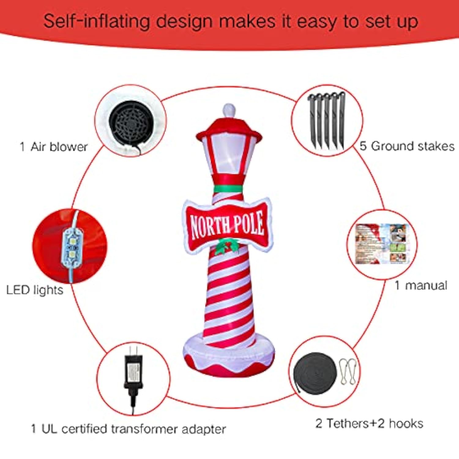 Inflatable Christmas Decorations Inflatable Lighthouse Xmas Blow Up Decor For Yard Lawn Home With Led Christmas Lights