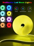 100FT RGB LED Neon Rope Lights Music Sync App & Remote Control Flexible Strip Lights