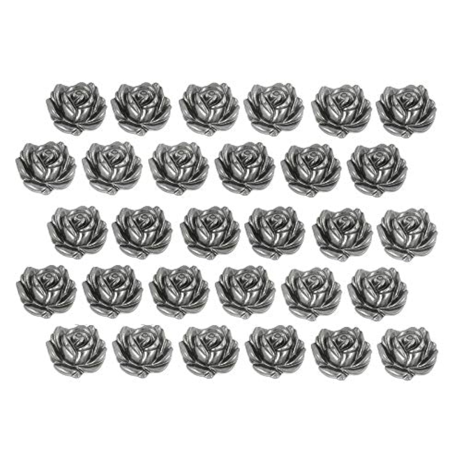 30 Pieces Small Rose Bloom Gray Silver Metal Shank Buttons. 12Mm (15/3
