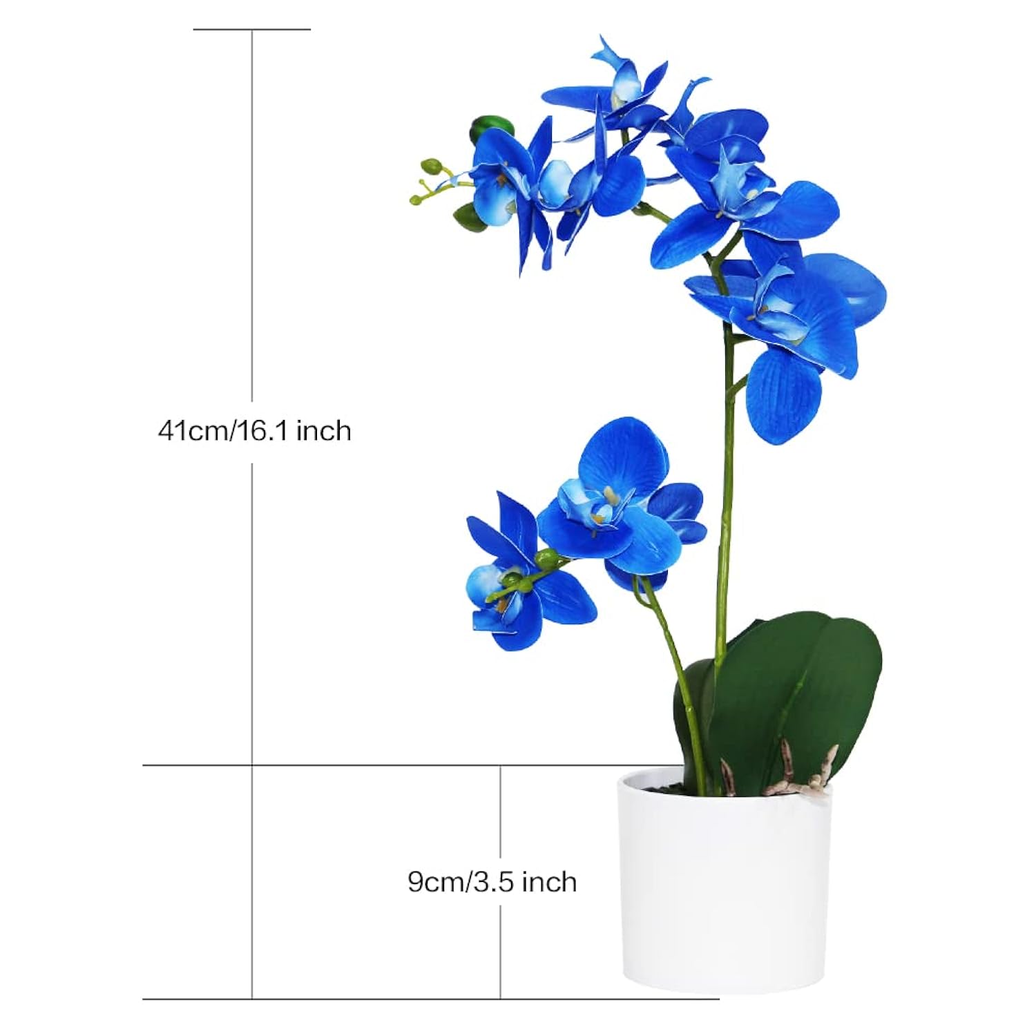 Blue Orchid Artificial Flowers In Pot, Fake Potted Orchid Flowers, Decoration For Home Office Wedding