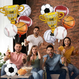 12 Pieces Sports Foil Balloon Set For Baseball Basketball Football Soccer Volleyball Trophy Foil Balloons Sports Birthday Party Balloon For Boy Baby Shower Sports Themed Party Decorations