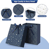 4 Pack 9" Medium Size Gift Bags Assorted Premium Blue Gift Bags With Tissue Paper Use For Birthdays, Baby Shower,Weddings,Party Favor, Holiday Presents-7" X 4" X 9"
