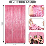 Pink Tinsel Backdrop, 2 Pack Foil Fringe Curtains for Party Decor