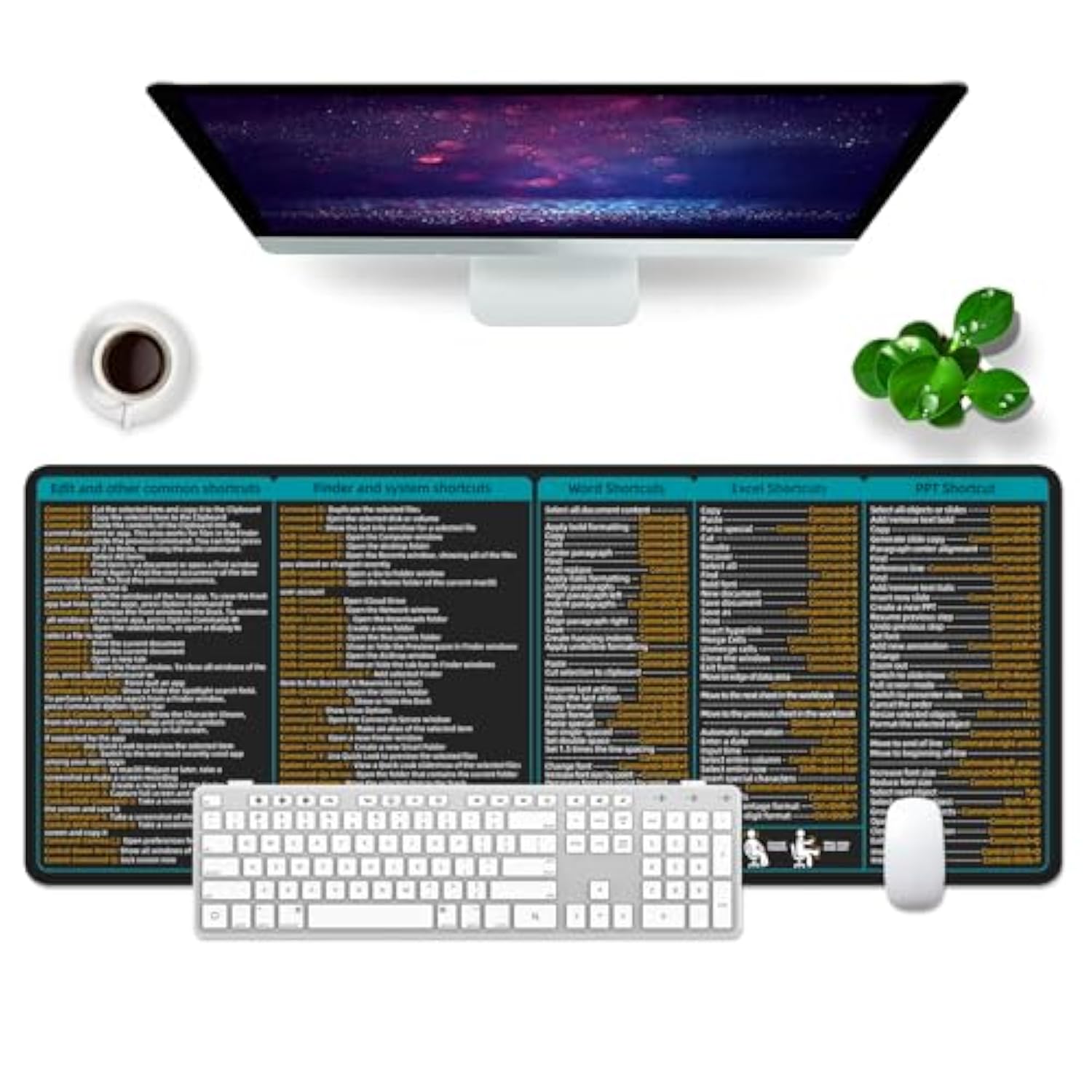 Mac Shortcut Key Gaming Mousepad Xl Desk Mat Cheat Sheet 31.5X11.8X0.12 Inch Large Black Mousepad For Desk (High Definition)
