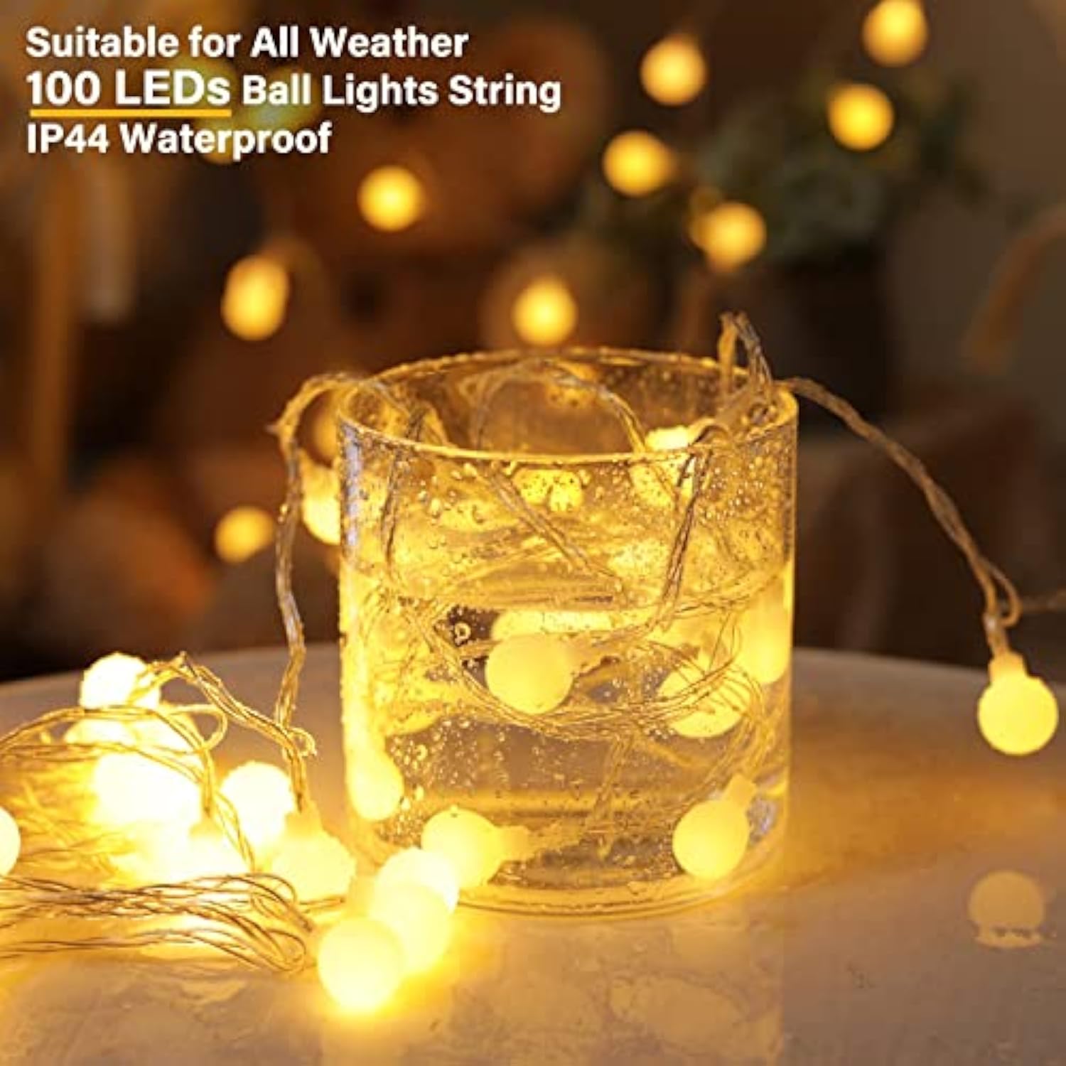 33Feet 100 Leds Globe String Lights, 8 Modes Usb Ball String Lights With Remote For Indoor/Outdoor Commercial Decor, Gar