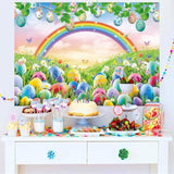 7X5Ft Spring Easter Backdrop Rainbow Meadow Flowers Colourful Eggs Photography Backgrounds Newborn Photography Backdrop Children'S Baby Birthday Party Decoration Banner