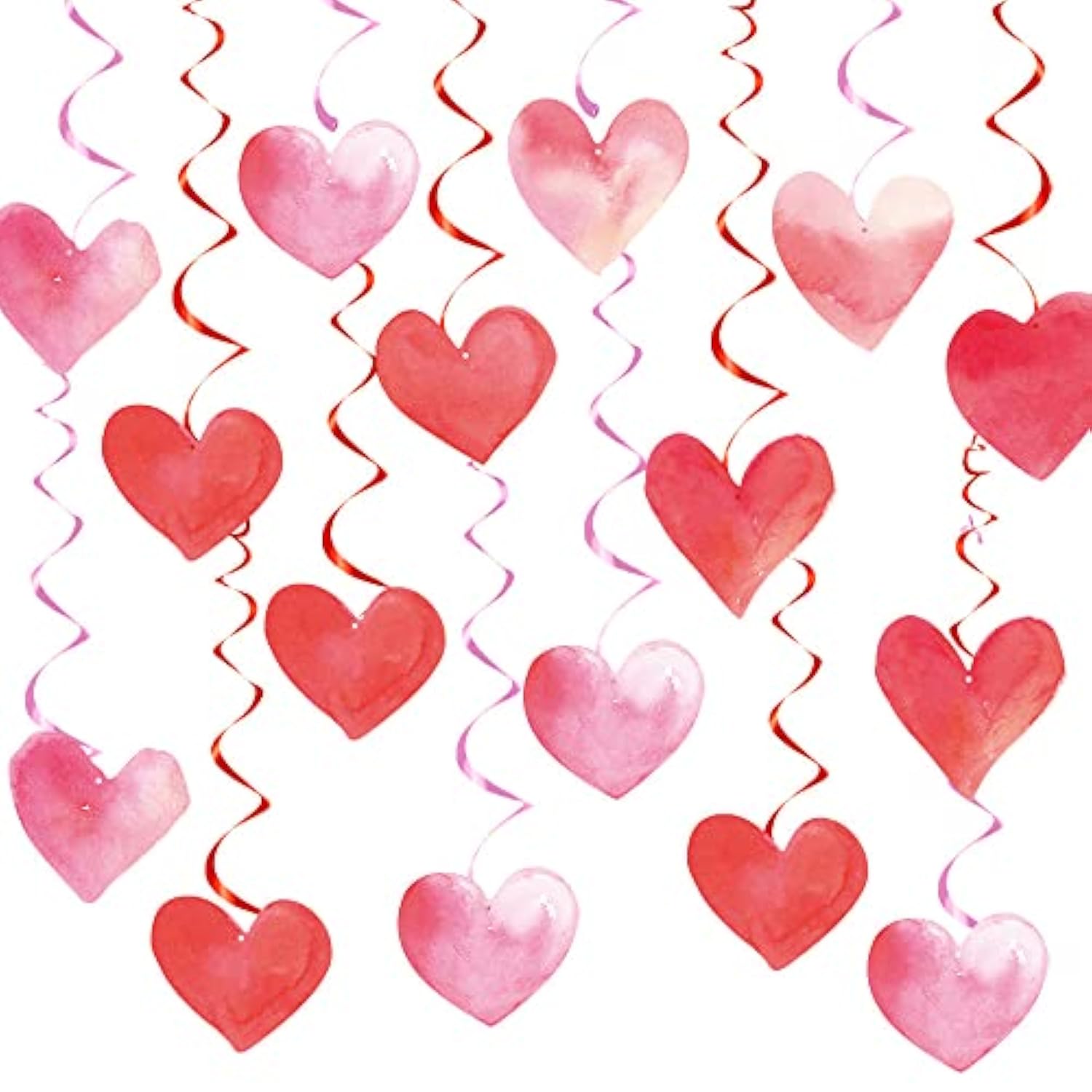 Valentines-Day Red-Pink Heart-Decorations Swirls Streamers - 16Pcs Galentines Romantic Decorations Special Night Decor, Mother'S Day Engagement Wedding Anniversary Party Favors Supplies