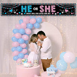Baby Gender Reveal Decorations Banner (118.2X19.7 Inch) , He Or She Gender Reveal Party Supplies