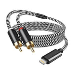 [Mfi Certified] Lighting To Rca Cable Audio Aux Adapter, 2-Male Stereo Y Splitter Aux Cord Compatible With I-Phone 14 13 12 11 Pro Xs Xr X 8 7 For Amplifier,Car,Home Theater, Speaker And More (6.6Ft)