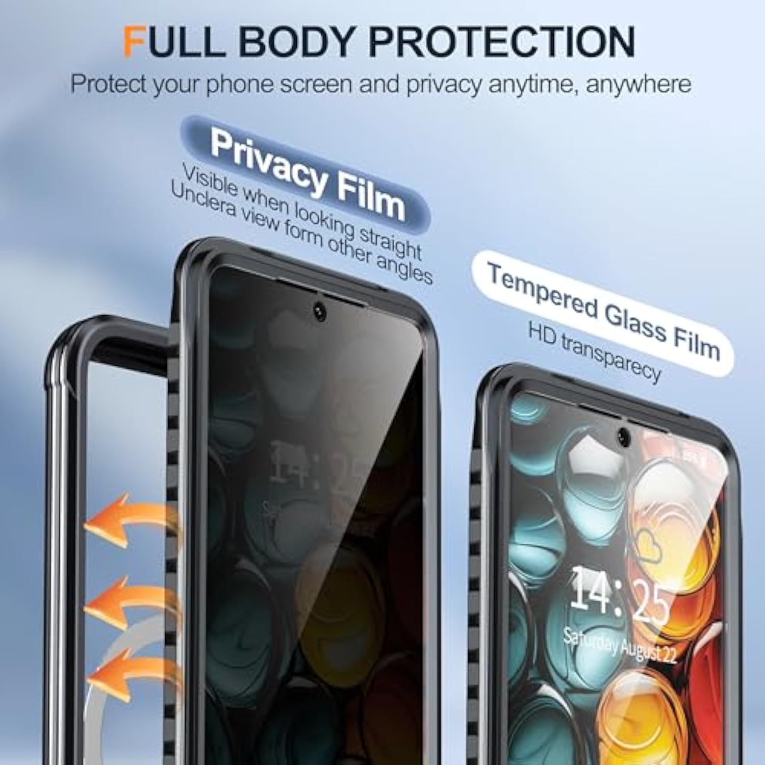 For Samsung Galaxy S25 Case, Privacy Case With Built-In Anti Peep Screen Protector [Military Grade Protection] Shockproof Anti Spy Magnetic Back Phone Case For Galaxy S25, Black