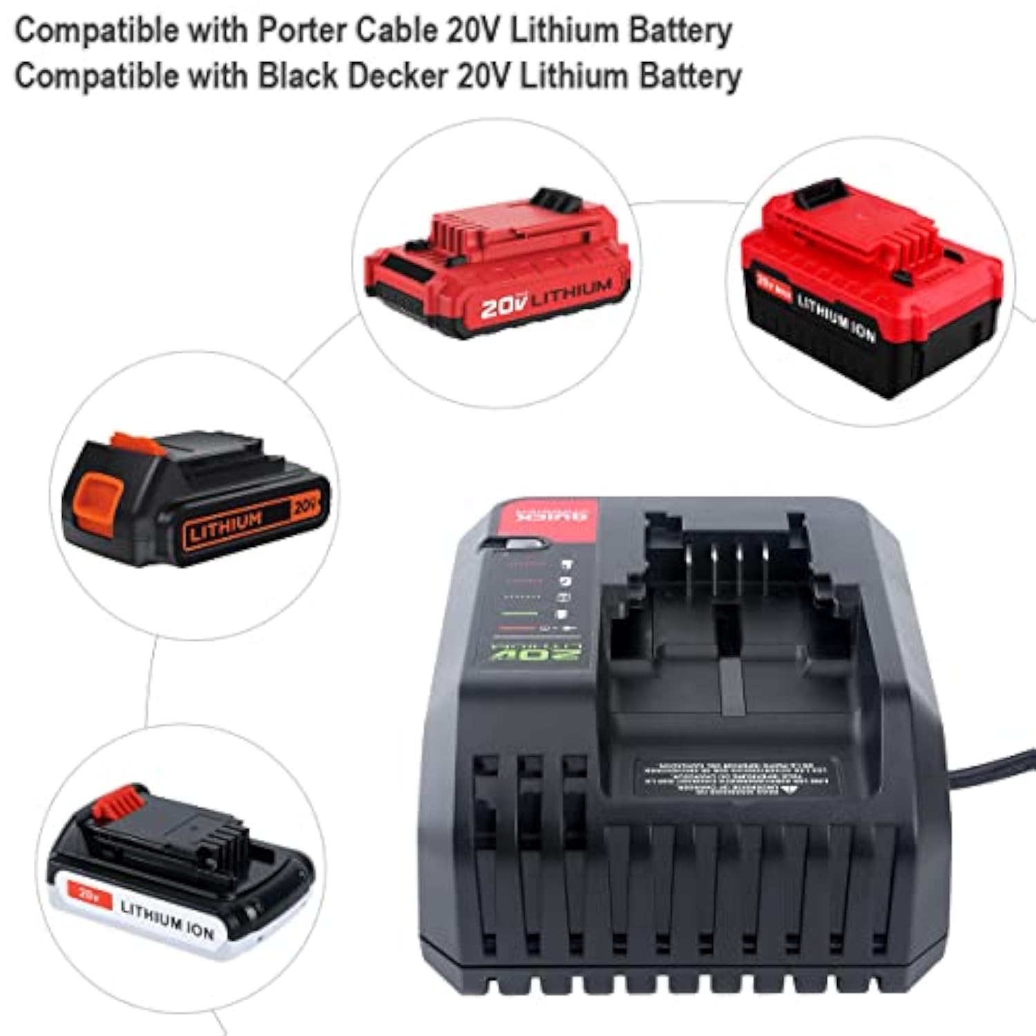 20V Battery Charger Pcc692L Compatible With Porter Cable 20V Lithium Battery Pcc680L Pcc685Lp And Compatible With Black Decker 20V Battery Lbxr20 Lb2X4020