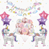 22Pc Unicorn Balloons & Happy Birthday Banner Large Foil Star Baby Shower Decor